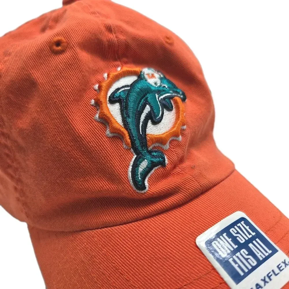 NFL Miami Dolphins Fitted Hat Unisex OS Orange Embroidered Maxflex Hat Football